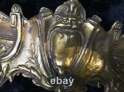 Stunning Antique Marked French Gilt Spelter Rams Head Jardiniere