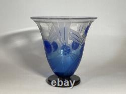 Stunning Charles Schneider Le Verre Français art deco acid etched glass vase