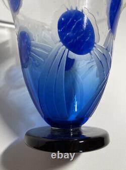 Stunning Charles Schneider Le Verre Français art deco acid etched glass vase