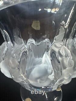 Stunning French Lalique Vase Dampierre Sparrows And Vines Birds