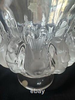 Stunning French Lalique Vase Dampierre Sparrows And Vines Birds