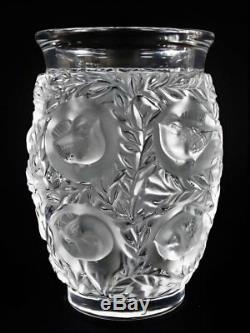 Stunning Lalique France Frosted Crystal Bagatelle Vase with Birds