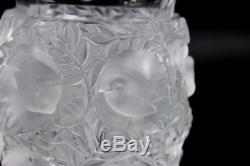 Stunning Lalique France Frosted Crystal Bagatelle Vase with Birds