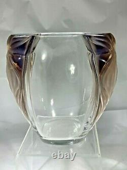 Stunning Rare Lalique French Crystal Glass Amethyst Clematis Vase