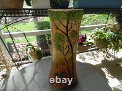 Stunning Signed Legras Cameo Art Glass Vase with Hand Painted Forest Scene
