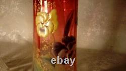 TWO MONT JOYE VASES RICH ROSE With PANSIES, BOTH IN GREAT CONDITION. NOT MOSER