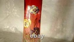 TWO MONT JOYE VASES RICH ROSE With PANSIES, BOTH IN GREAT CONDITION. NOT MOSER