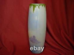 Tall Antique French Enameled Glass Vase, Art Nouveau