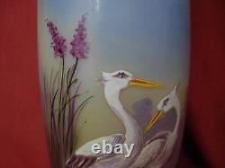 Tall Antique French Enameled Glass Vase, Art Nouveau