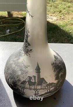 Tall Antique Signed Richard French Cameo B/w Vase