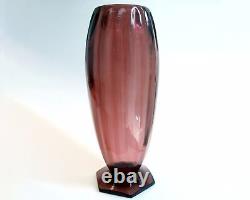 Tall Early French Art Deco Purple Glass Vase Signed Andre DeLatte Nancy