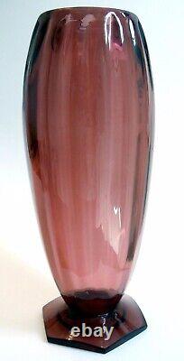 Tall Early French Art Deco Purple Glass Vase Signed Andre DeLatte Nancy