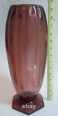 Tall Early French Art Deco Purple Glass Vase Signed Andre DeLatte Nancy