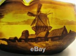 Unique & Large MULLER FRES LUNEVILLE French Cameo Glass Vase with Boats c. 1910