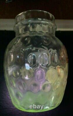 Uranium Art Nouveau Glass Vase Dahlia Mums Optic Enameled French Galle Legras