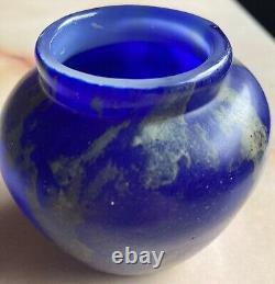 VERY RARE FRENCH COBALT BLUE ART DECO VASE by SCHNEIDER, SIGNED ca 1900's