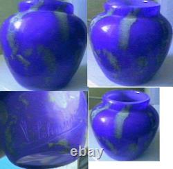 VERY RARE FRENCH COBALT BLUE ART DECO VASE by SCHNEIDER, SIGNED ca 1900's