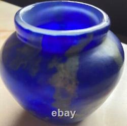 VERY RARE FRENCH COBALT BLUE ART DECO VASE by SCHNEIDER, SIGNED ca 1900's
