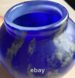 VERY RARE FRENCH COBALT BLUE ART DECO VASE by SCHNEIDER, SIGNED ca 1900's