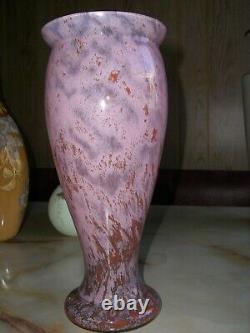 VINTAGE FRENCH ART GLASS PINK VASE C. MEISENTHAL A. DELATTE DEGUE SIGNED ca 1900