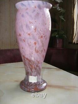 VINTAGE FRENCH ART GLASS PINK VASE C. MEISENTHAL A. DELATTE DEGUE SIGNED ca 1900