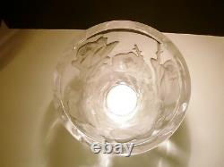 VINTAGE Lalique Crystal ISPAHAN ROSE Centerpiece Vase 9 1/2 Made in FRANCE