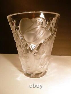 VINTAGE Lalique Crystal ISPAHAN ROSE Centerpiece Vase 9 1/2 Made in FRANCE