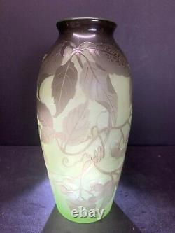VTG 19th C. DArgental Paul Nicolas Art Glass Nouveau Cameo Scenic Vase Rare