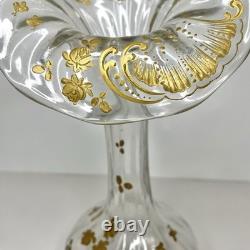 VTG Bohemian Harrach(Legras) French Nouveau Gold Overlay Jack in Pulpit Vase