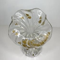 VTG Bohemian Harrach(Legras) French Nouveau Gold Overlay Jack in Pulpit Vase