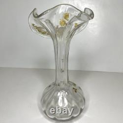 VTG Bohemian Harrach(Legras) French Nouveau Gold Overlay Jack in Pulpit Vase