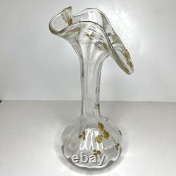 VTG Bohemian Harrach(Legras) French Nouveau Gold Overlay Jack in Pulpit Vase