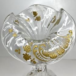 VTG Bohemian Harrach(Legras) French Nouveau Gold Overlay Jack in Pulpit Vase