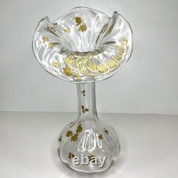 VTG Bohemian Harrach(Legras) French Nouveau Gold Overlay Jack in Pulpit Vase
