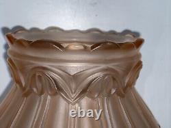 VTG. French Art Deco Satin Pink Frosted Roses Glass Flower Vase