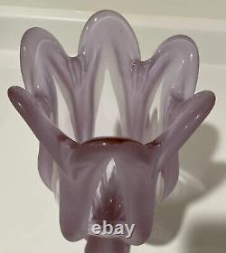 VTG French Art Glass Lalique Style Frosted Delicate Purple Modern Tulip Vase