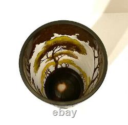 VTG Gallé Style French Art Nouveau Cameo Art Glass Vase Trees Landscape 15