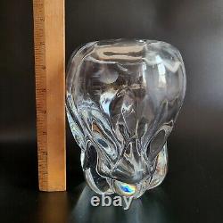 Val St Lambert clear crystal art glass Vivi Vase by Guido Bon MCM 1950s French