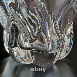 Val St Lambert clear crystal art glass Vivi Vase by Guido Bon MCM 1950s French