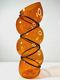 Vanessa Mitrani France Tall Orange 5 Chain Ring Blown Glass Vase 18.25 H Signed