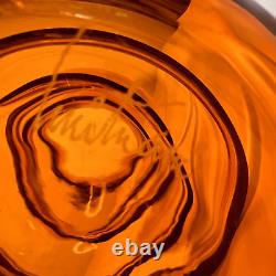 Vanessa Mitrani France Tall Orange 5 Chain Ring Blown Glass Vase 18.25 H Signed
