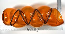 Vanessa Mitrani France Tall Orange 5 Chain Ring Blown Glass Vase 18.25 H Signed