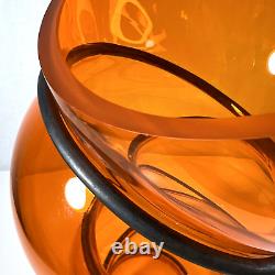 Vanessa Mitrani France Tall Orange 5 Chain Ring Blown Glass Vase 18.25 H Signed