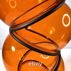 Vanessa Mitrani France Tall Orange 5 Chain Ring Blown Glass Vase 18.25 H Signed