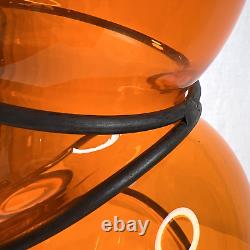 Vanessa Mitrani France Tall Orange 5 Chain Ring Blown Glass Vase 18.25 H Signed