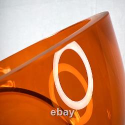Vanessa Mitrani France Tall Orange 5 Chain Ring Blown Glass Vase 18.25 H Signed