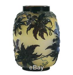 Vase Emile Galle original of 1920. High 25 cm (10 inch). Acid decoration multi