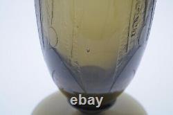 Verame (Verriere D'Art Metz) French Art Deco Etched Art Glass Topaz Vase 11 1/4