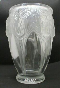 Verlys Art Deco French Art Glass Thistle Vase 9 5/8 Signed