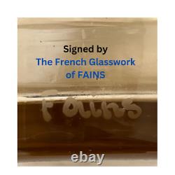 Verrerie de Fains France Antique Gold Signed Vintage Glass Vase